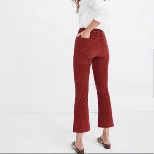 Madewell Cali Demi Boot Cut Crop Corduroy Pants Burnt Orange